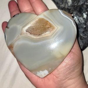 Agate Orca Banded Heart with Druzy